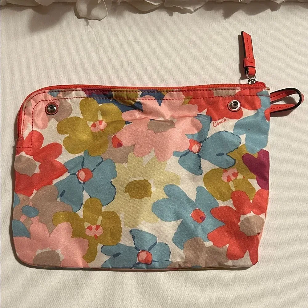 Coach Floral Cosmetic Bag - Red and Multicolor